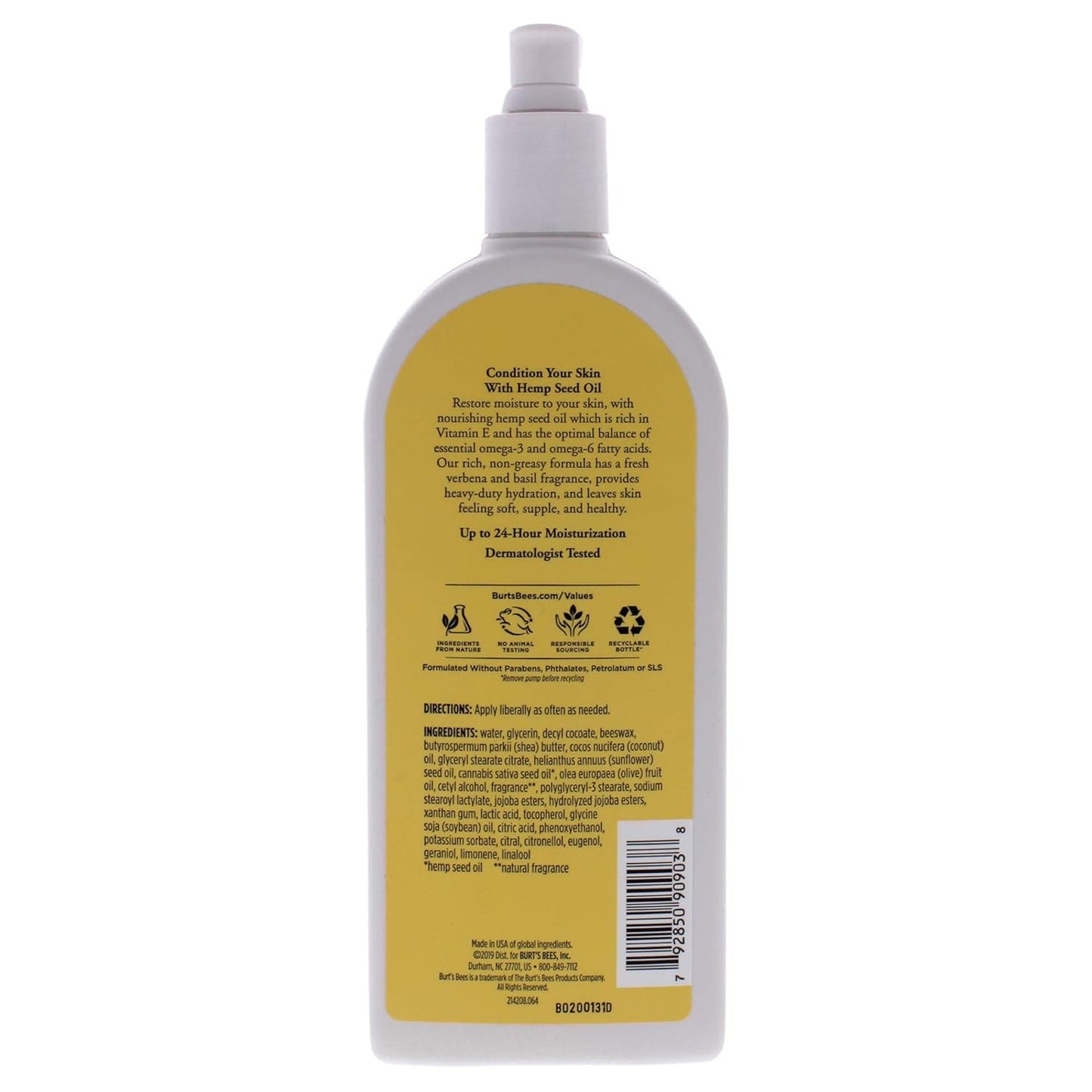 Burt's Bees Hemp Body Lotion 12 Oz