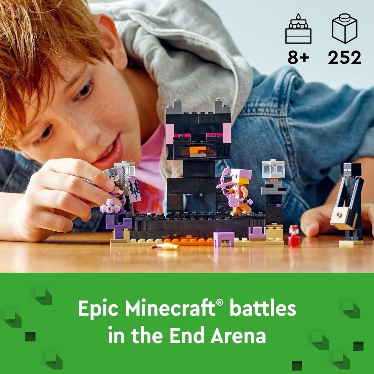 LEGO Minecraft The End Arena 21242, Player-vs-Player Battle Playset with Lava, E