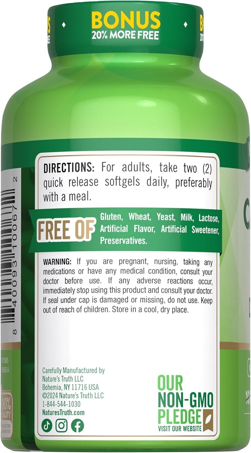 Absorbable Calcium 1200mg Plus with D-3 5000 IU 120 Softgels Non-GM) Gluten Free