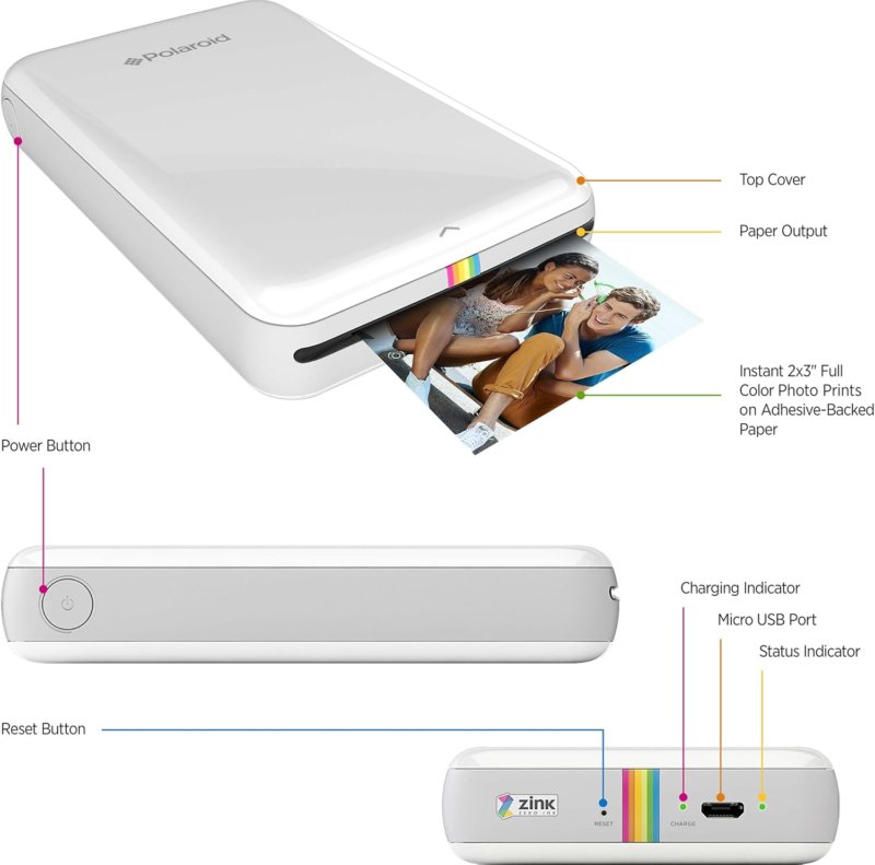 Zink  ZIP Wireless Mobile Photo Mini Printer (Black) Compatible W/ Ios & Android