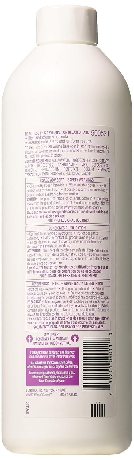 L'Oreal Oreor Creme Developer - 30 Volume 8 OZ
