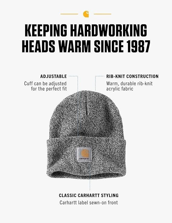Carhartt Model A18 Denim Blue Color Acrylic Knit Cuffed Beanie