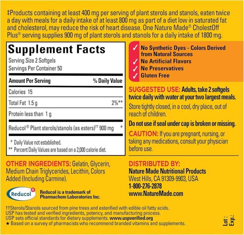Nature Made Cholestoff Plus, Dietary Supplement for Heart Health Support, 100 Softgels