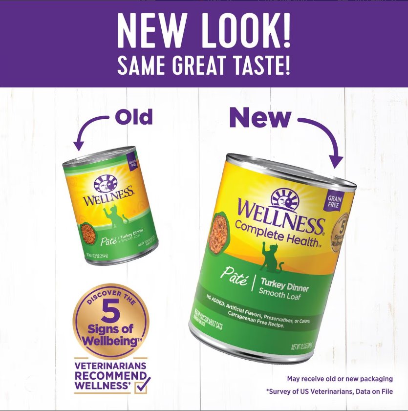 Wellness Complete Health Pate Turkey Dinner Grain-Free Wet Cat Food, 6 X12.5-Oz