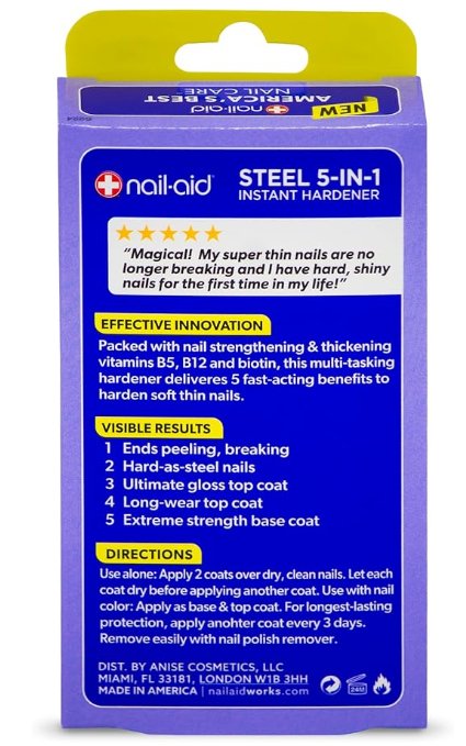 NAIL-AID STEEL 5-IN-1 INSTANT NAIL HARDENER VITAMIN B5 B12 & BIOTIN