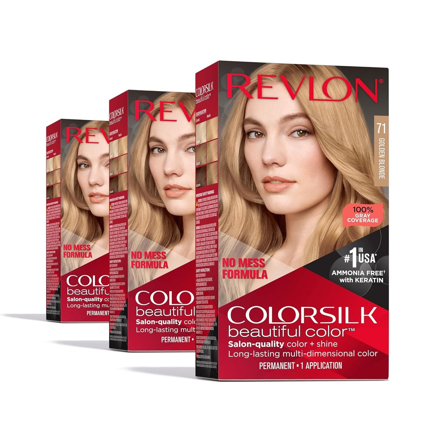 Revlon Colorsilk Beautiful Color Permanent Hair Color, (OLD VERSION) 71 Golden Blonde