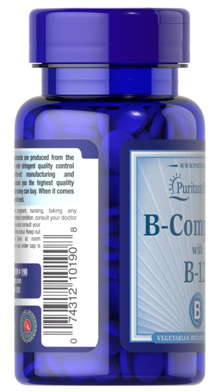 2 Pack Vitamin B Complex with Vit B-12, B1, B2, B3 B12, 180 Tabs (2X90) Exp 2026