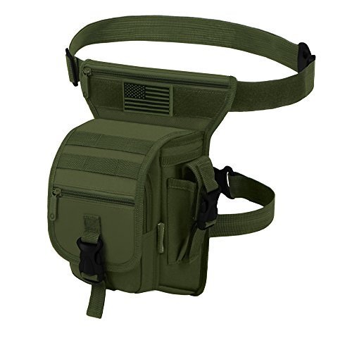 East West U.S.A RT519 Tactical Thigh Pack Waist Belt Drop Leg Utility Bag, Olive, 11.75"