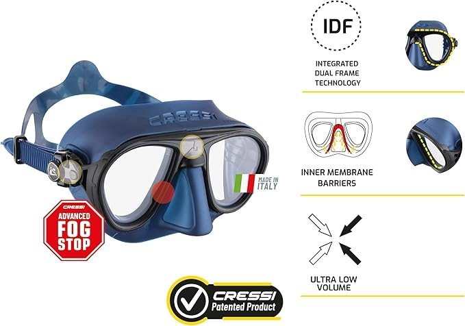 Cressi Adult Scuba Diving Mask, Fog Stop, Low Volume, Wide View - Calibro: made