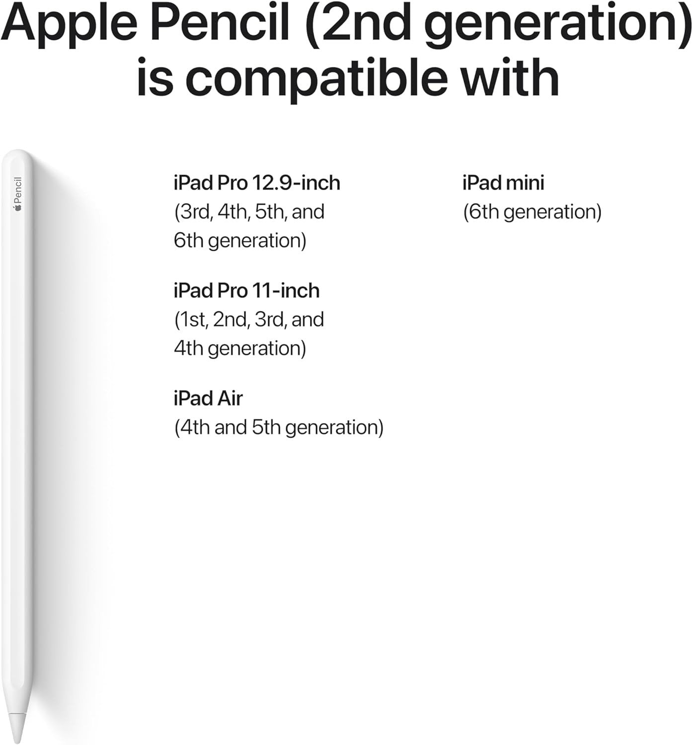 Apple Pencil 2nd Generation for iPad Pro MU8F2AM/A with Wireless Charging