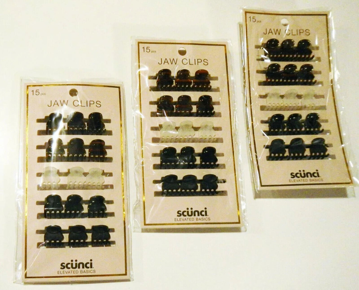 Scunci Elevated Basics Mini Jaw Clips Neutral Colors 15/Card QTY 3 Cards