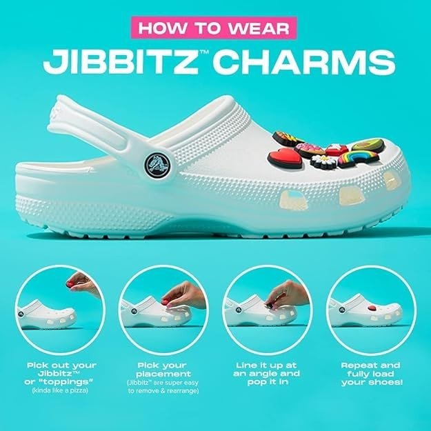 Crocs Jibbitz Packs for Shoes, and Sandals - Beautiful Accessory, Colorful Charm