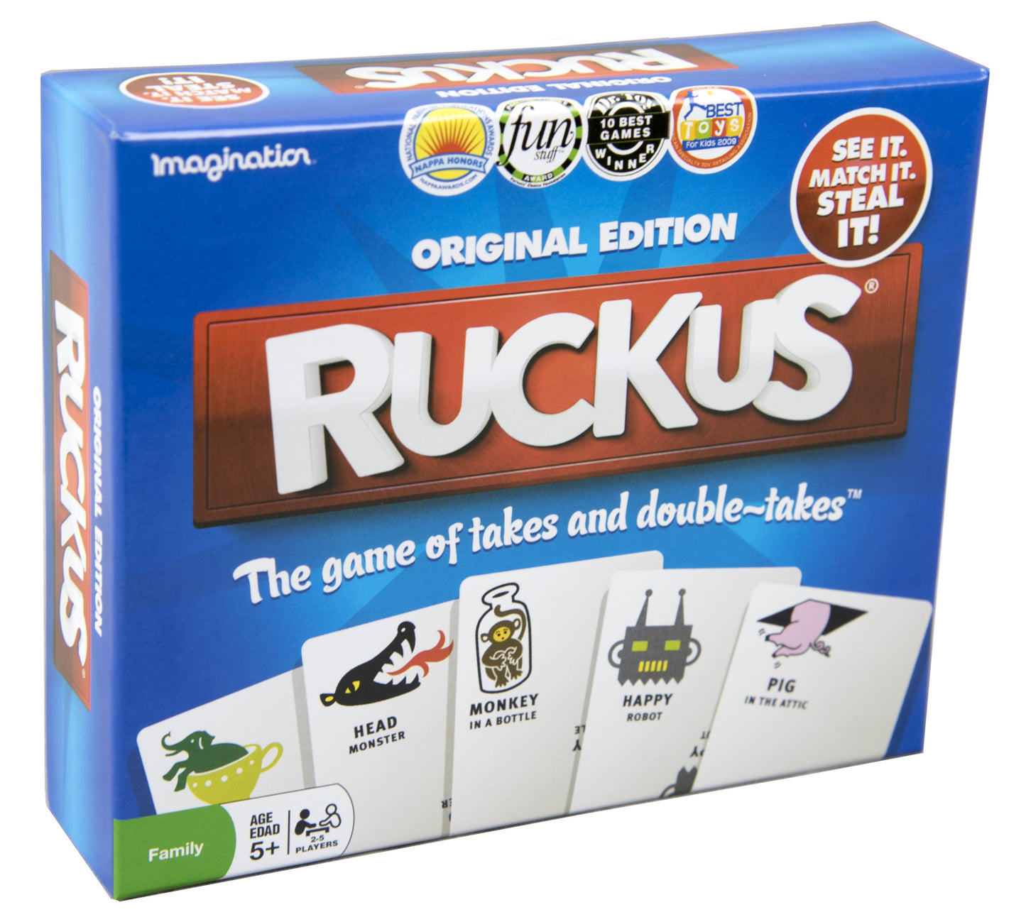 Ruckus Original Edition Fast-Paced Action Card Stealing Game, Quick Thinking, Agility, & Hand-Eye Coordination, Family Fun, Group & Party Game, Ages 5+, 2-5 Players