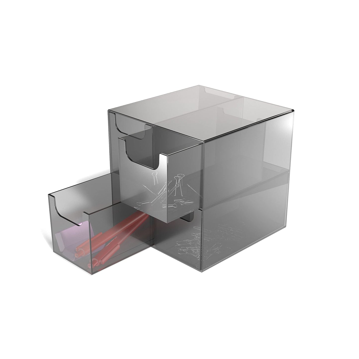 TRU RED TR58201 4 Compartment Plastic Desktop Organizer, Smoke