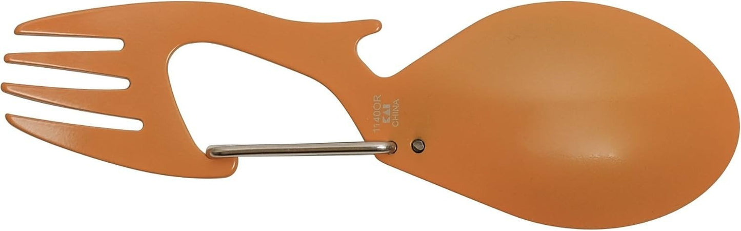 Ration Multi Tool Spork, Stainless Steel Spoon, Fork, Carabiner and Bottle Opene by Kershaw