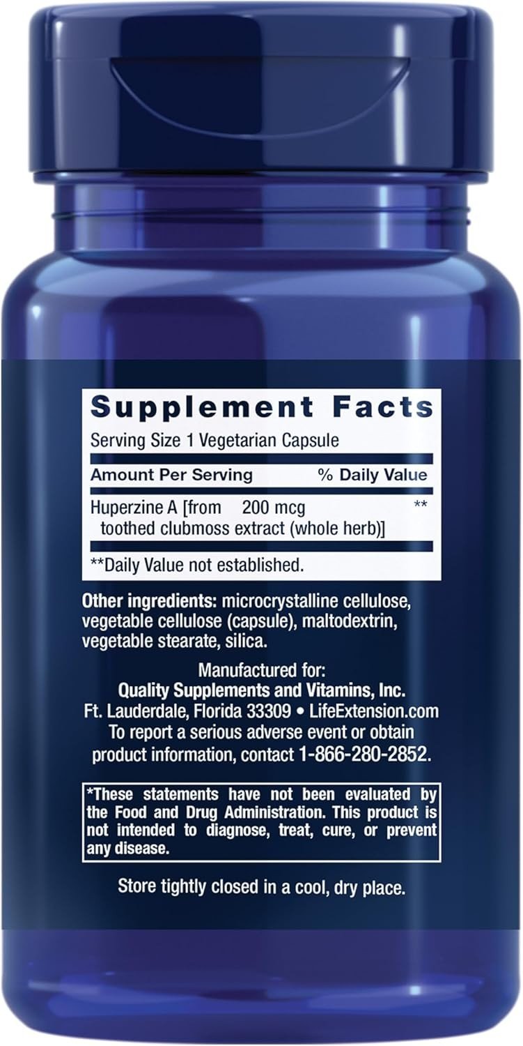 Life Extension Huperzine A - 200 mcg - 60 Vegetarian Capsules Exp.: 03/2026