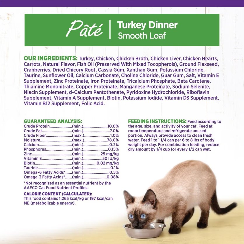 Wellness Complete Health Pate Turkey Dinner Grain-Free Wet Cat Food, 6 X12.5-Oz