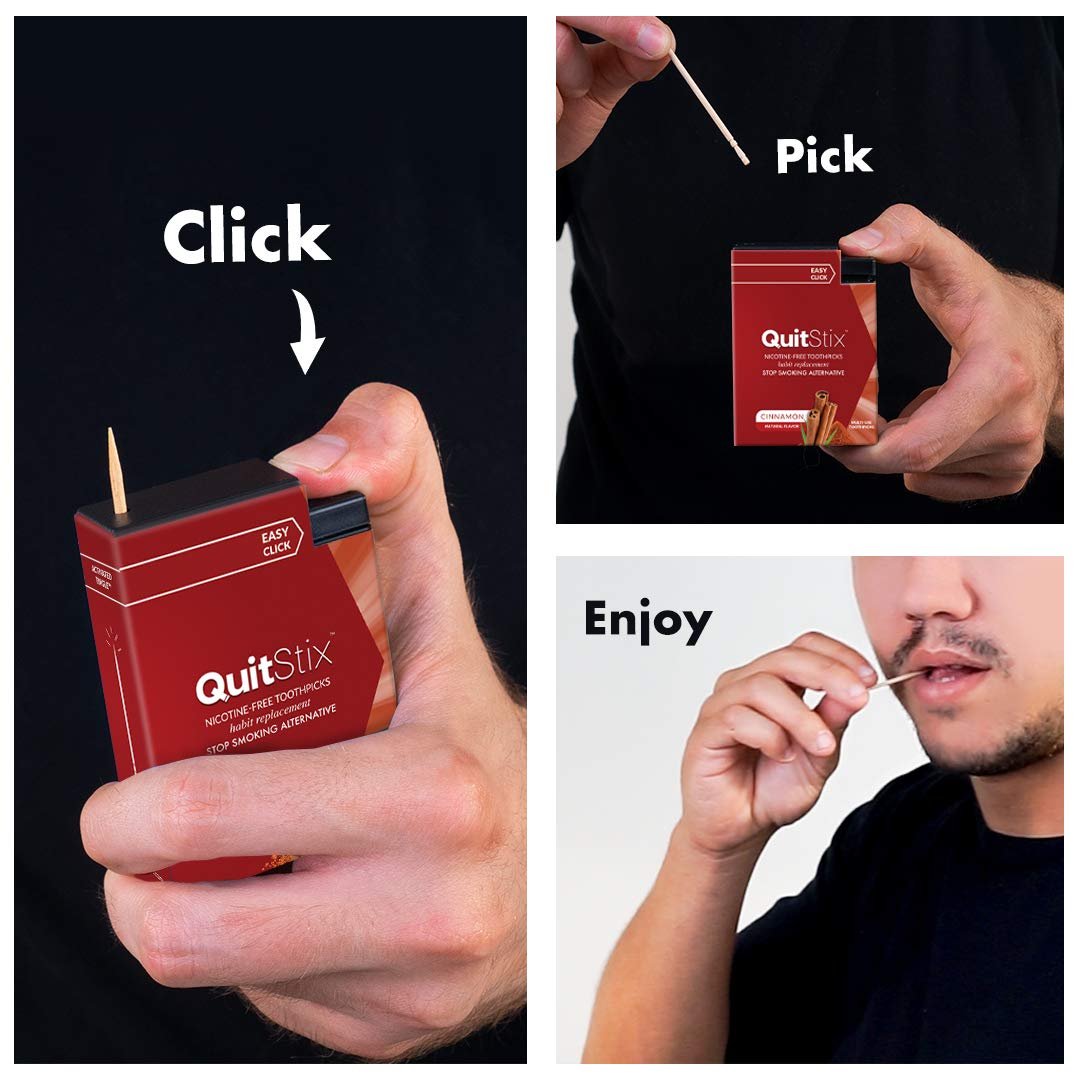 Craving Relief Toothpicks with Activating Tingle to Replace Cigarettes, Quit Smoking, Vaping, Keeps Mouth Clean & Fresh, Perfect for Smokers & Non-Smokers (Cinnamon, 1 Pack)