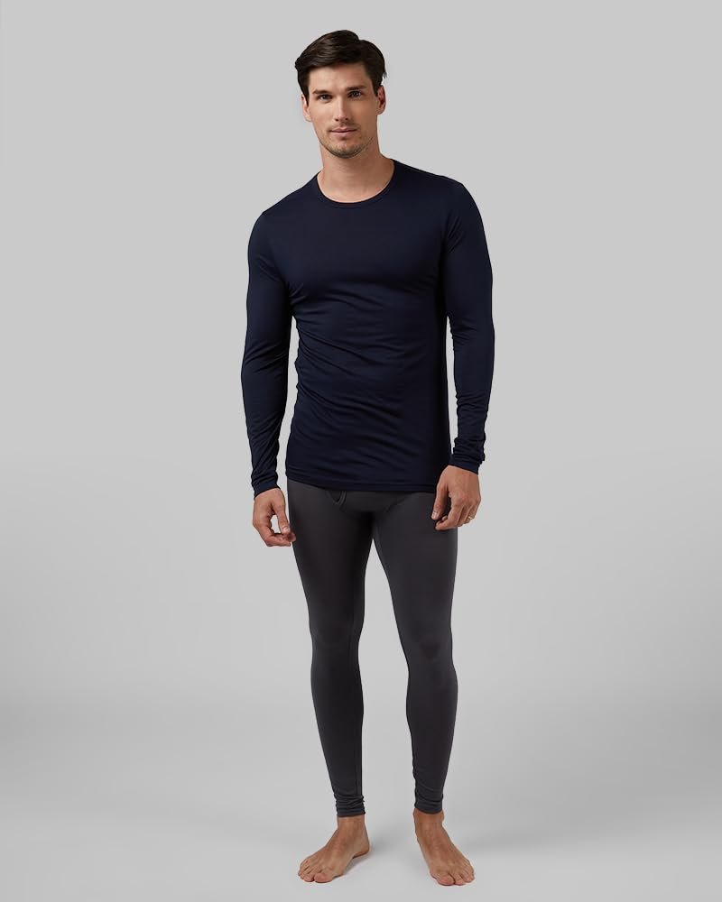 32 Degrees Heat Men's Lightweight Crew Baselayer Top | Form Fitting | Long Sleeve| 4-Way Stretch | Thermal, Stormy Night, XX-Large