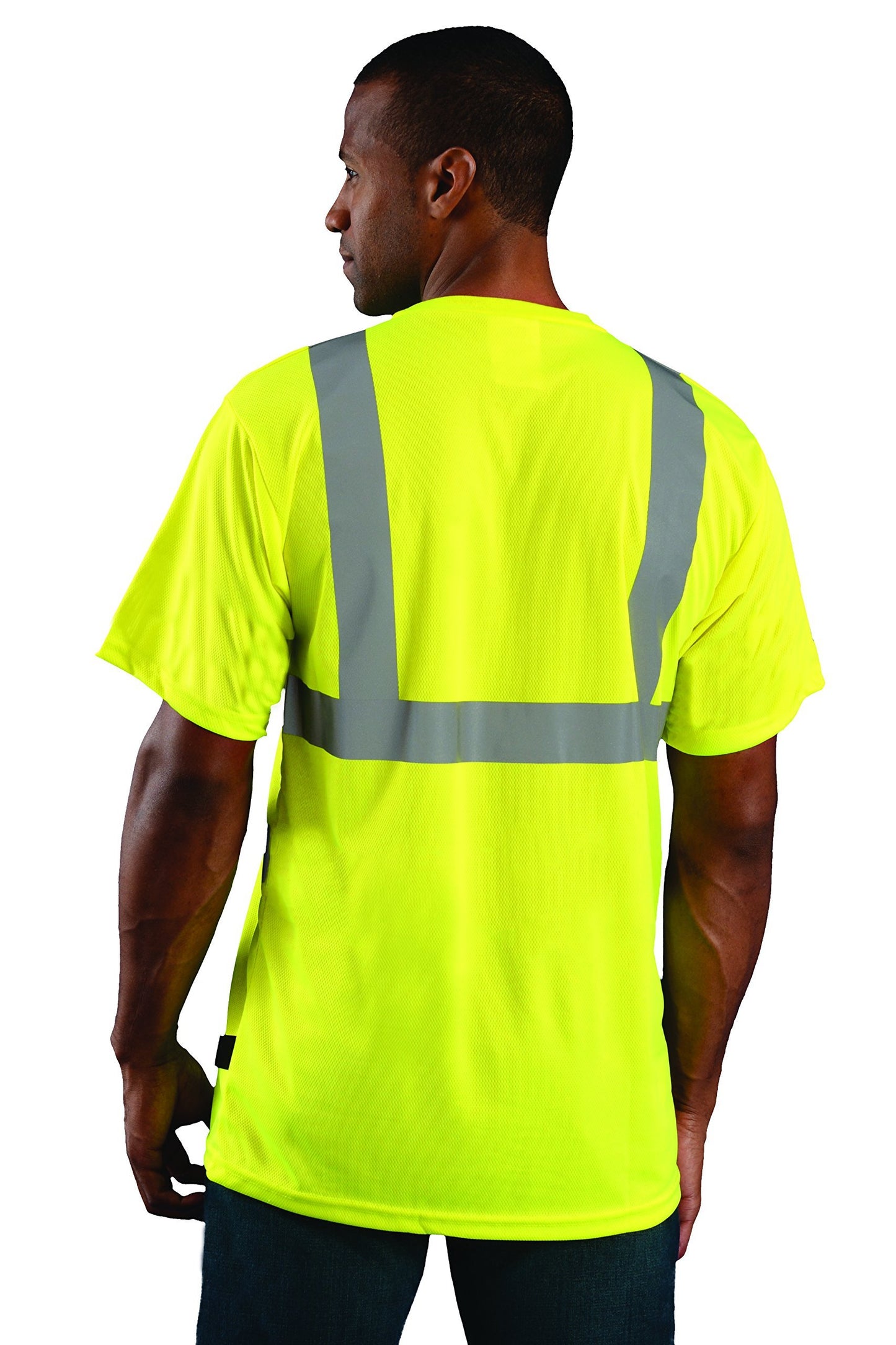 OccuNomix LUX-SSETP2B Classic Standard High Visibility Short Sleeve Wicking Birdseye T-Shirt with Pocket, Class 2, 100% ANSI Wicking Polyester Birdseye
