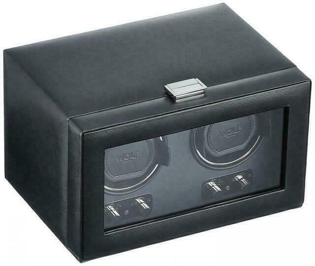 WOLF Heritage Double Winder with Glass Cover, Black - Secure Fit with Patented D