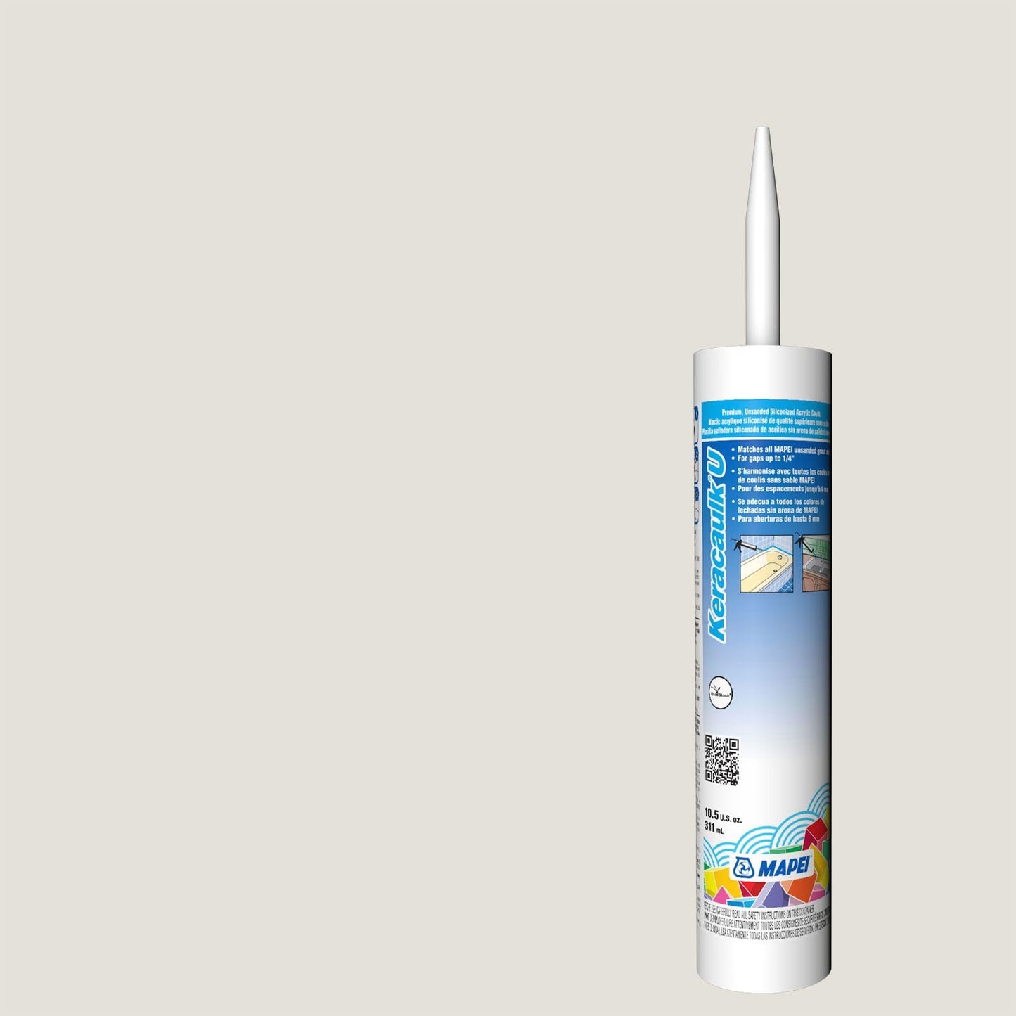 Mapei Keracaulk U Premium, Paintable, Unsanded, Siliconized Acrylic Caulk, Expertly Formulated to Match Grout Colors, 10 oz., 5220 Eggshell- Unsanded