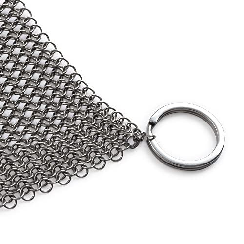 Barebones Fine Stainless Steel Cleaning Mesh Scrubber - Cast Iron Cleaner - Grill Accessories, Scrub Brush, Cast Iron Brush, Chainmail Skillet Cleaner