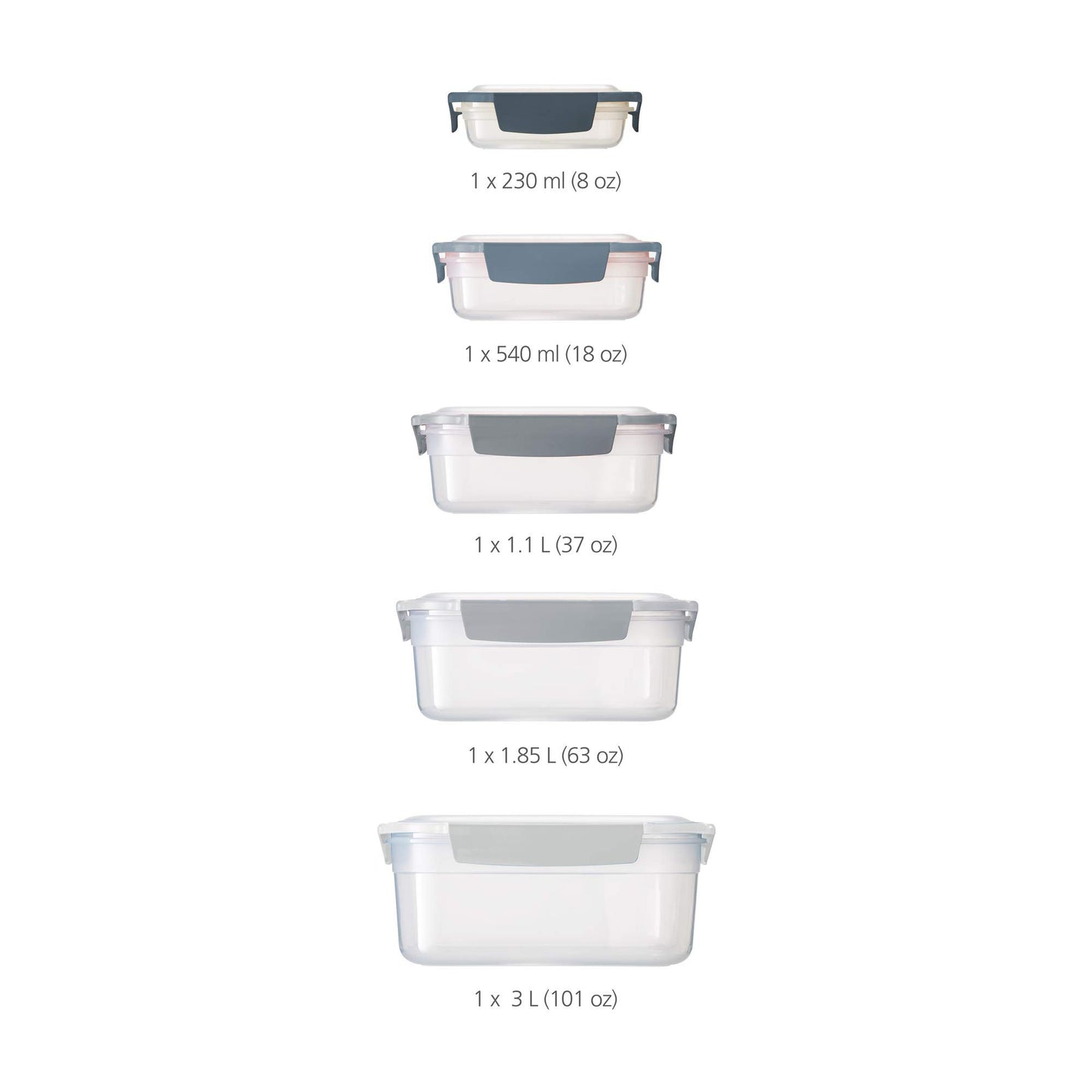 Joseph Joseph Nest Lock Plastic BPA Free Food Storage Container Set with Lockable Airtight Leakproof Lids, 10-Piece, Sky