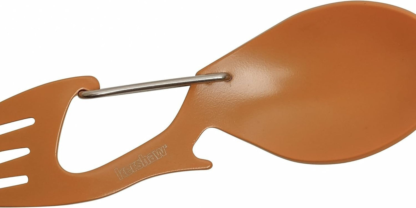 Ration Multi Tool Spork, Stainless Steel Spoon, Fork, Carabiner and Bottle Opene by Kershaw