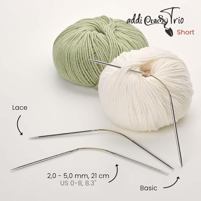 addi CraSy Trio Short 21 cm 3er Set Nadelspiel biegsame Sockenstricknadeln 160-2
