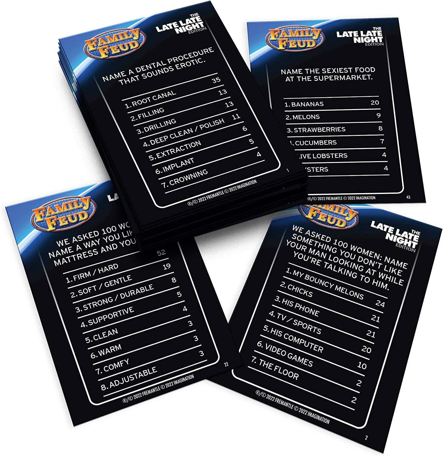Family Feud Late Late Night Edition Adult Card Game, 200 Piece