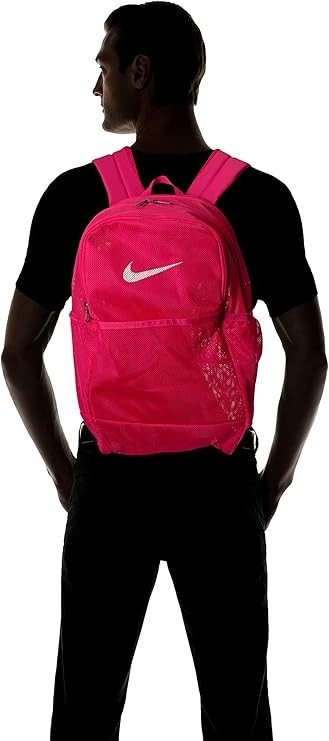 NEW Nike Brasilia Mesh Training Backpack School Bag - Rush Pink (18" x 12" x 7")
