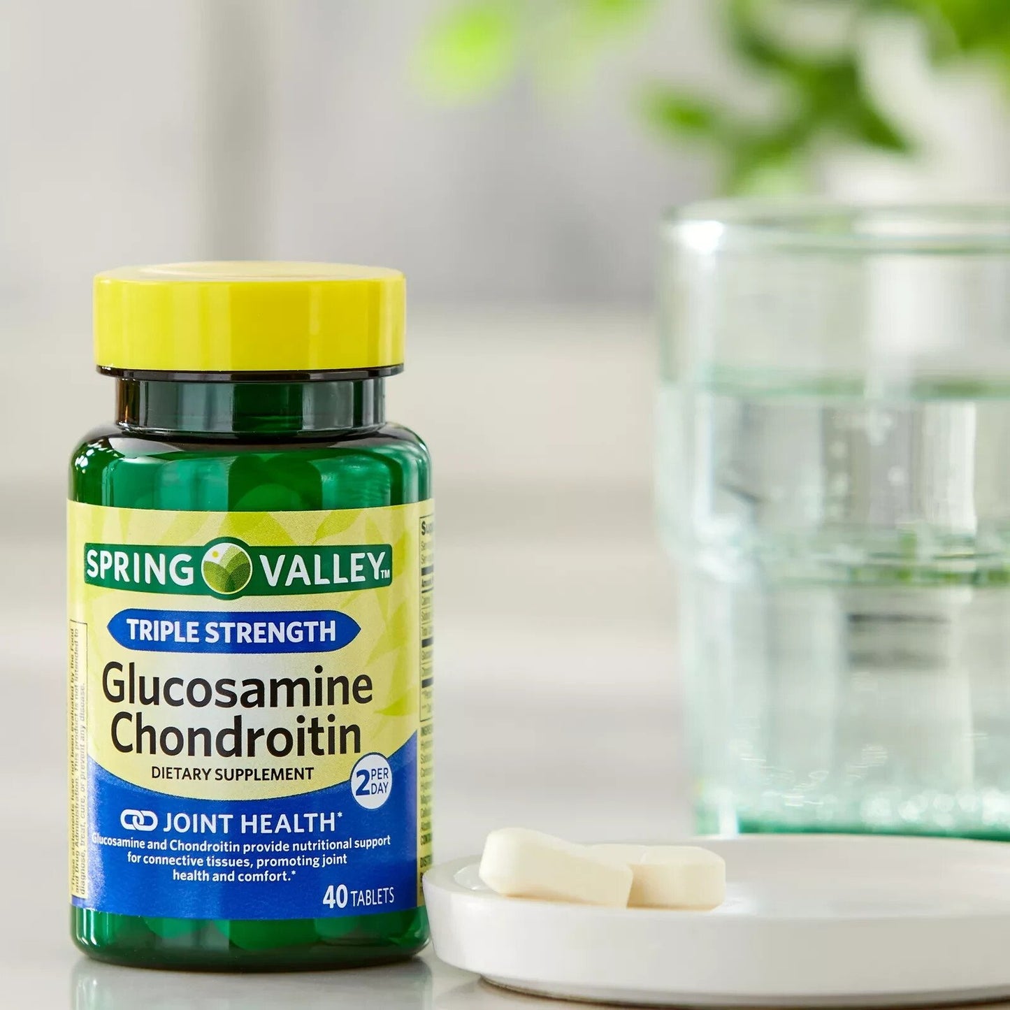 Spring Valley Triple Strength Glucosamine Chondroitin Tablets Dietary Supplement,40Ct