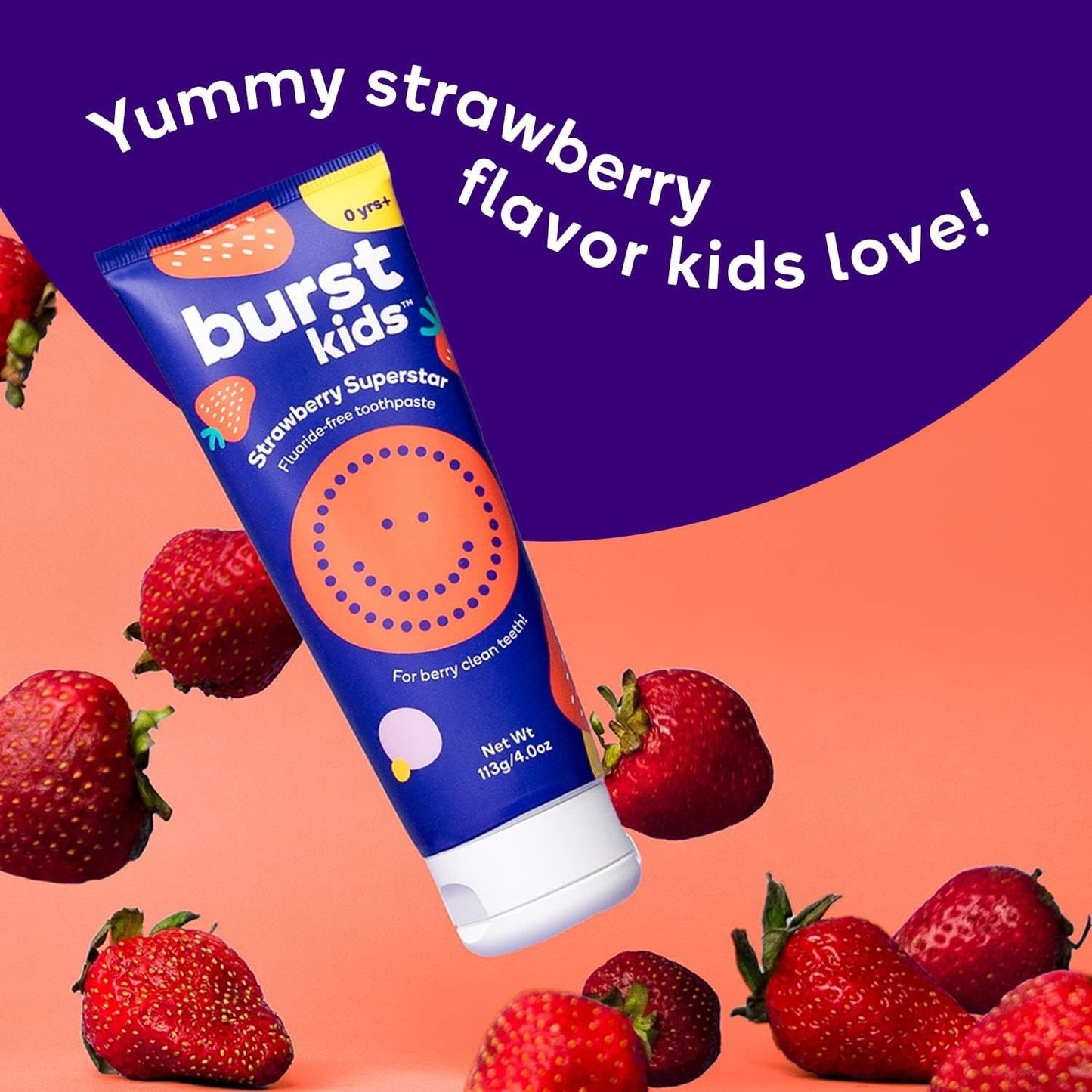 BURST kids Strawberry Kids Toothpaste Fluoride-Free - 2 PACK