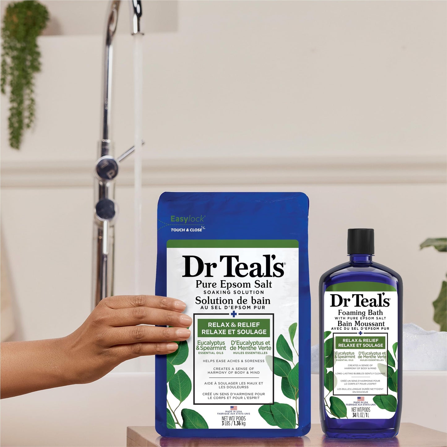 Dr Teal's Foaming Bath (Epsom Salt), Eucalyptus Spearmint, 34 Fluid Ounce