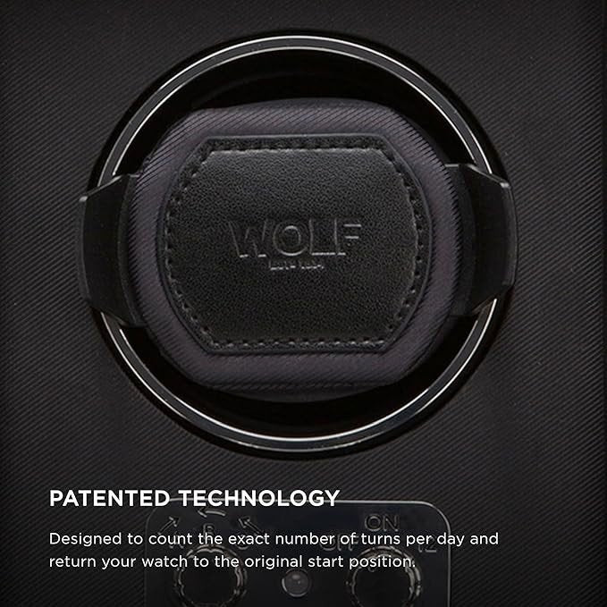 WOLF Heritage Double Winder with Glass Cover, Black - Secure Fit with Patented D