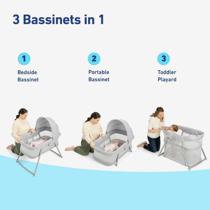 Graco DreamMore 3-in-1 Portable Bassinet & Travel Crib, Modern Cottage