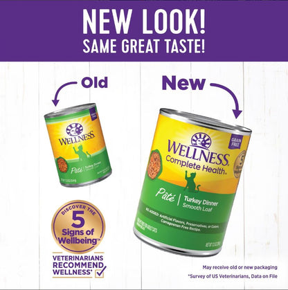 Wellness Complete Health Pate Turkey Dinner Grain-Free Wet Cat Food, 6 X12.5-Oz