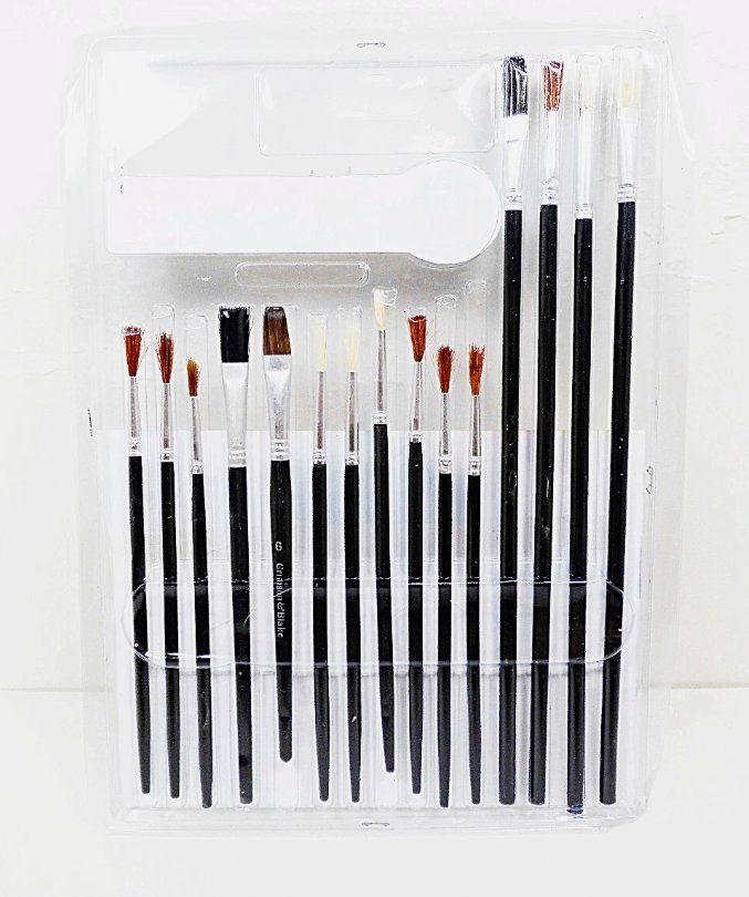 Paint Brush Set 15 Camel Hair Art Brushes Bristles Long Short Wood - pack of 2