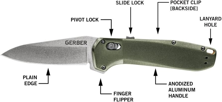Gerber Gear Highbrow Folding Pocket Knife with 2.8" Blade Assisted Opening Fold