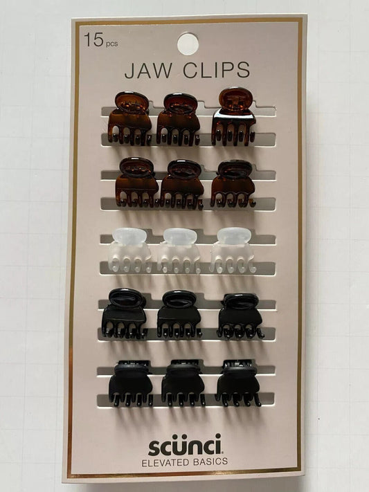 Scunci Elevated Basics Mini Jaw Clips Neutral Colors 15/Card QTY 3 Cards
