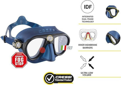 Cressi Adult Scuba Diving Mask, Fog Stop, Low Volume, Wide View - Calibro: made