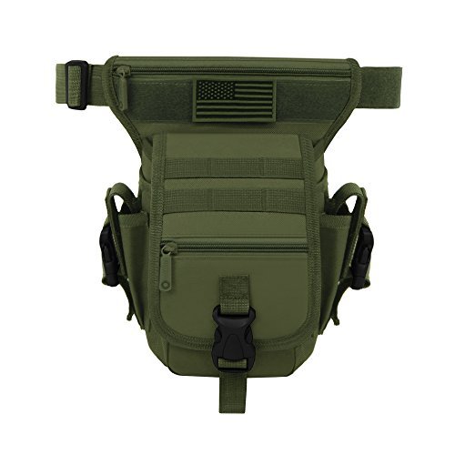 East West U.S.A RT519 Tactical Thigh Pack Waist Belt Drop Leg Utility Bag, Olive, 11.75"