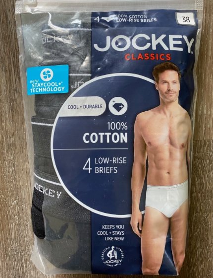 JOCKEY Men's Classic Low-Rise Briefs Underwear 4 Pair Size 38 Black Cotton