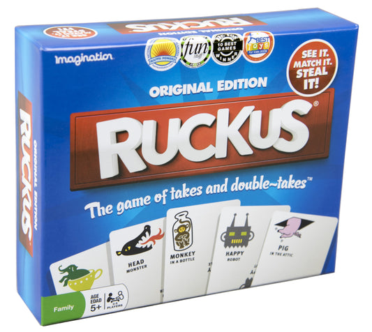 Ruckus Original Edition Fast-Paced Action Card Stealing Game, Quick Thinking, Agility, & Hand-Eye Coordination, Family Fun, Group & Party Game, Ages 5+, 2-5 Players