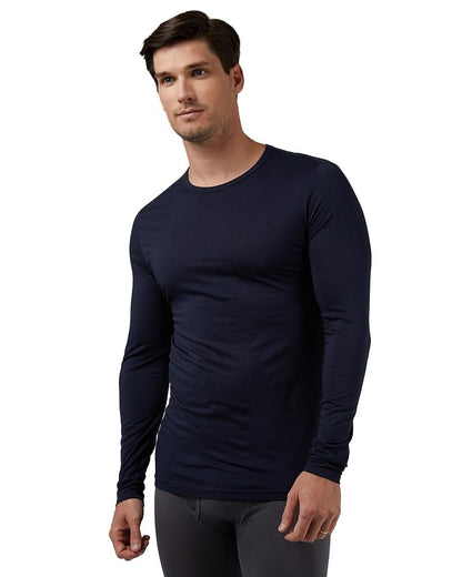 32 Degrees Heat Men's Lightweight Crew Baselayer Top | Form Fitting | Long Sleeve| 4-Way Stretch | Thermal, Stormy Night, XX-Large
