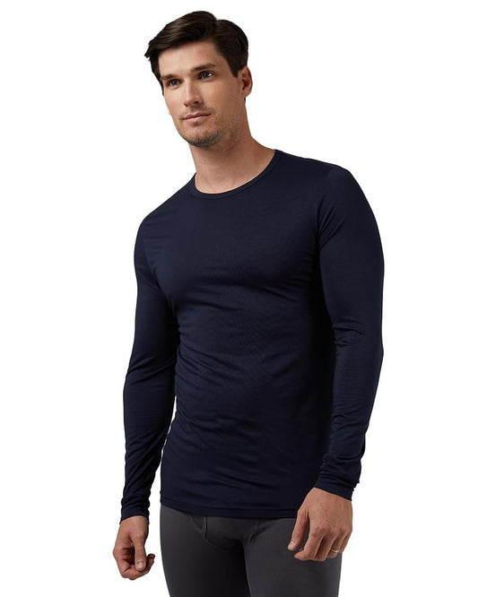 32 Degrees Heat Men's Lightweight Crew Baselayer Top | Form Fitting | Long Sleeve| 4-Way Stretch | Thermal, Stormy Night, XX-Large