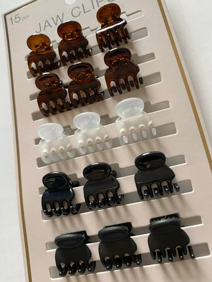 Scunci Elevated Basics Mini Jaw Clips Neutral Colors 15/Card QTY 3 Cards