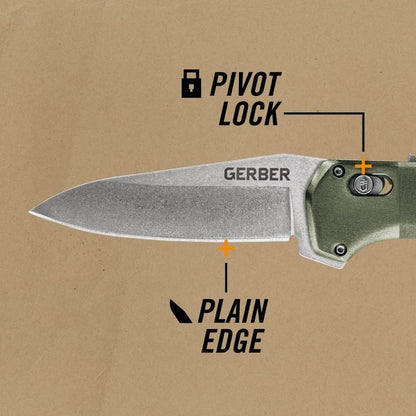 Gerber Gear Highbrow Folding Pocket Knife with 2.8" Blade Assisted Opening Fold