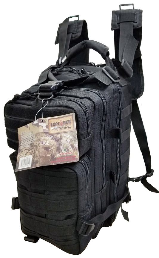 Explorer Tactical Assault Pack - Combat Rucksack - 17" Military MOLLE Backpack 27L - Black